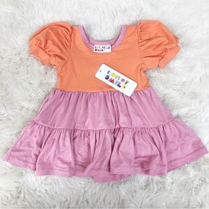 DOT DOT‎ SMILE Baby Girl Pink Orange Tiered Dress Size 6-12 Months Spring Summer